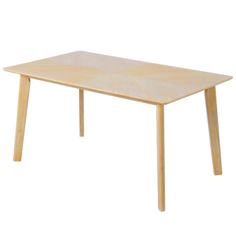 Retro 6-Person Dining Table, Minimalist Rectangular Kitchen Table