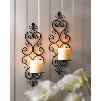 Scrollwork Candle Wall Sconces (Set of 2)