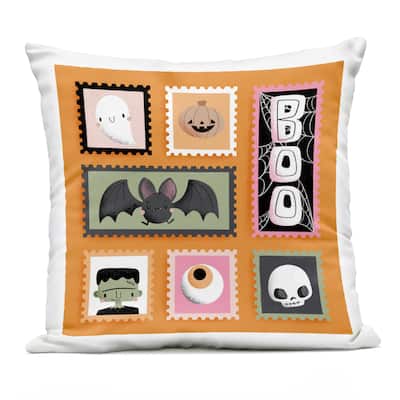 Stupell Spooky Cute Halloween Stamps Printed Outdoor Throw Pillow Design by Sarah Hickman