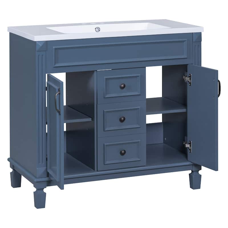 36'' Freestanding Bathroom Vanity with Integrated Ceramic Sink and Drawers
