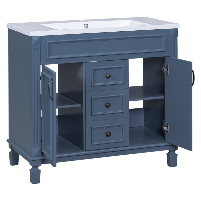 36'' Freestanding Bathroom Vanity Set with Mirror Cabinet