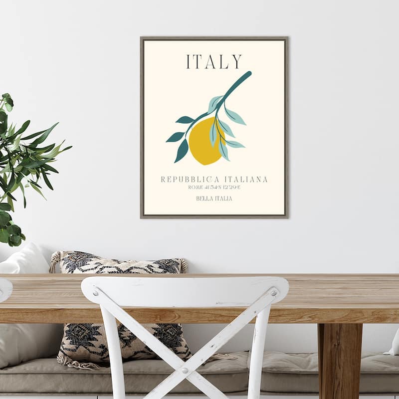 Italy Travel Poster Bella Italia by Chayan Lewis Framed Canvas Wall Art Print - Sylvie Greywash
