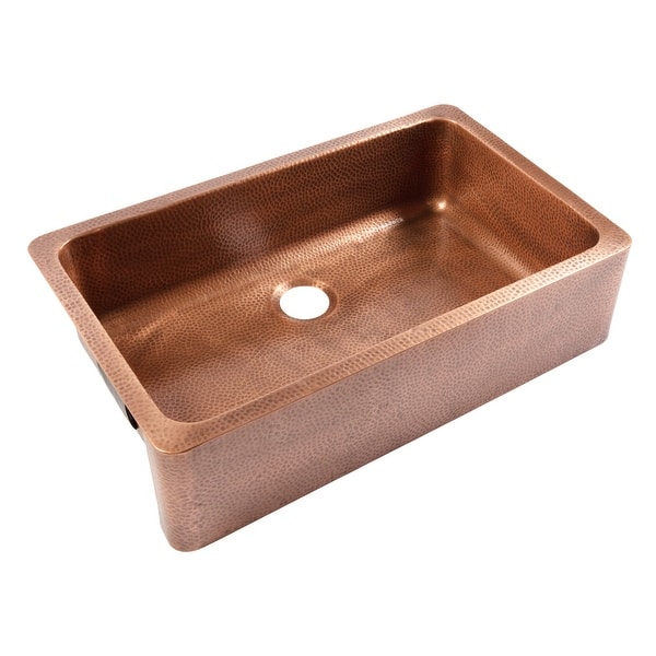 Porter Farmhouse Apron-Front Handmade Copper 36 in. Single Bowl Kitchen Sink in Hammered Antique Copper Porter Farmhouse Apron-Front Handmade Copper 36 in. Single Bowl Kitchen Sink in Hammered Antique Copper