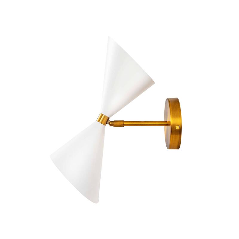 2-Light Modern Adjustable Head Cone Vanity Light Up&Down Dual Horn Hourglass Wall Sconce