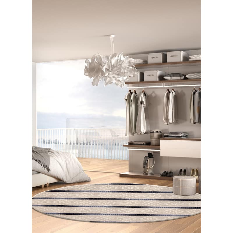 ECARPETGALLERY Braid weave Sienna Cream Wool Rug - 4'10 x 4'10
