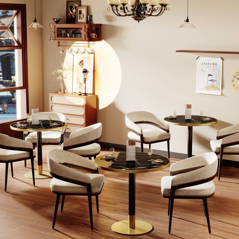 Square Modern Dinning Table 31.5 inches Bistro Table Tulip Table with Faux Marble top, Sturdy Metal Frame Diameter