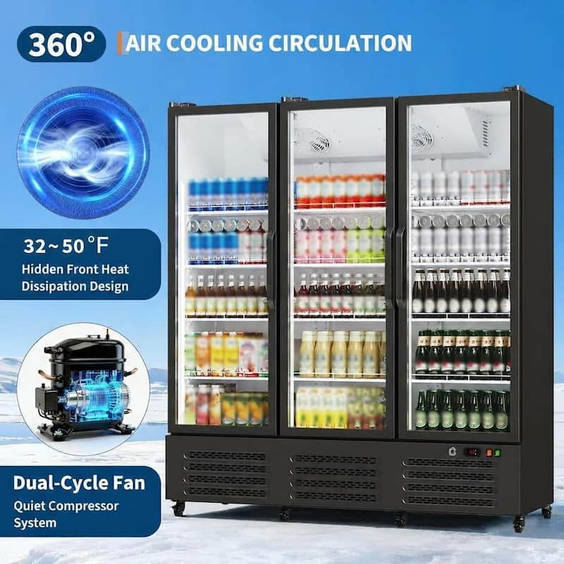 3 Glass Door Display Refrigerator, 39.8 Cu.Ft.