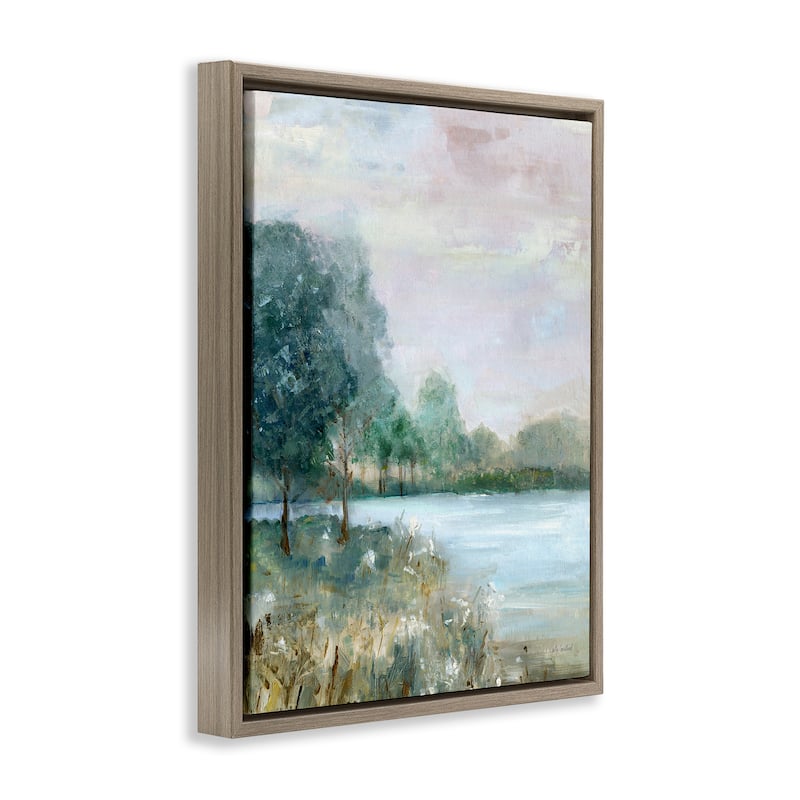 Stupell Serene Riverside View Framed Floater Canvas Wall Art Design By Sally Swatland
