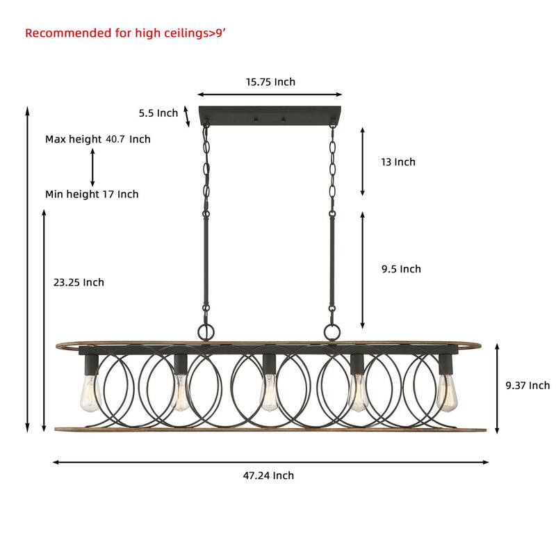 Acroma 5 - Light Kitchen Island Square / Rectangle Chandelier