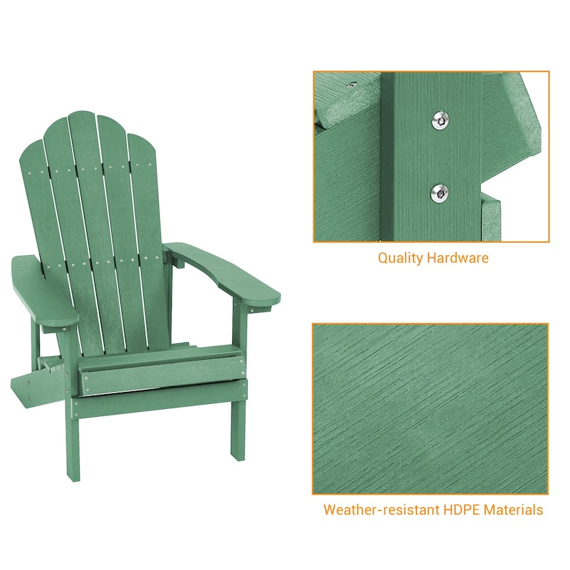 BONOSUKI Outdoor Adirondack Chair,HIPS Wooden-Like Finish Single Chair