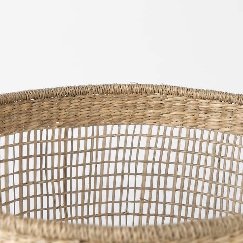 Bowie Medium Brown Seagrass Round Baskets (Set of 3) - 19.7"W x 19.7"D x 19.7"H