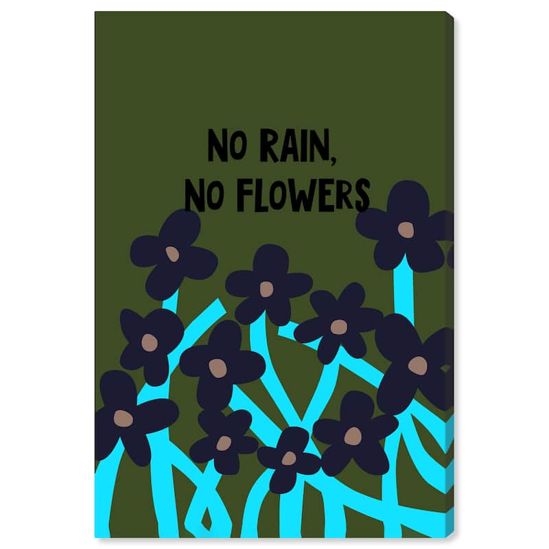 Wynwood Studio Canvas Typography No Rain No Flowers Purple and Light Purple Modern & Contemporary Wall Art Canvas Print