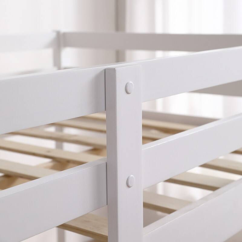 White Twin Solid wood Loft Bed with Ladder