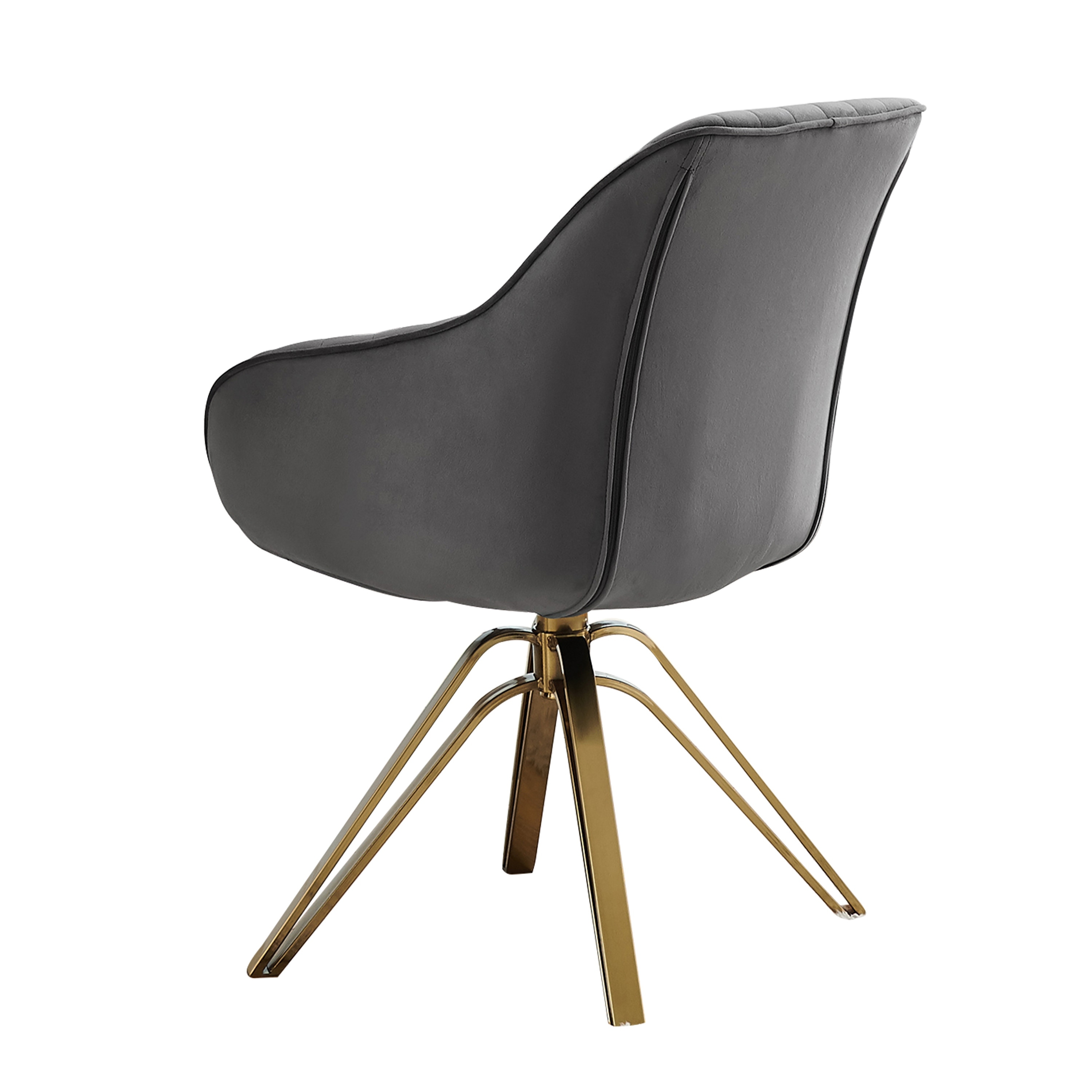 HomeRoots 23" Gray Velvet And Gold Swivel Arm Chair - 23