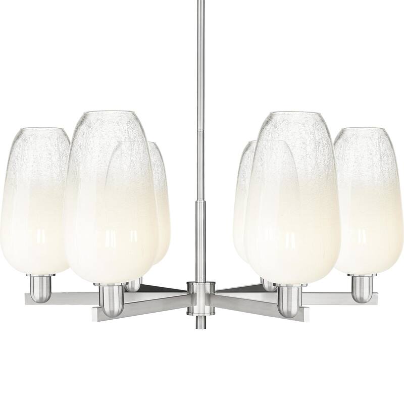 Innovations Lighting 716-6CR-17-24 Brookhaven Flute Chandelier - Satin Nickel / Opal