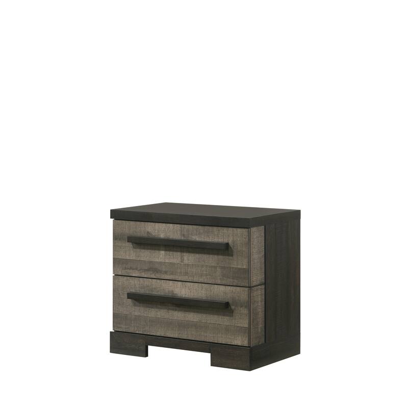 Brown Gray Wooden Nightstand with 2 Drawers