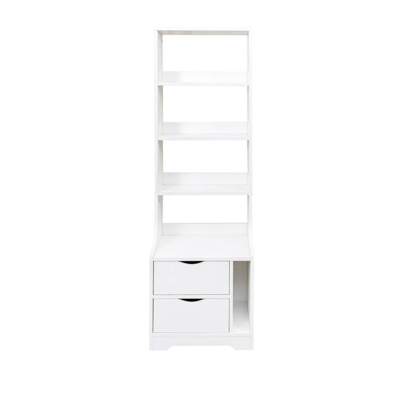 Modern Nightstand with Built-In Bookshelf & Dual Storage Drawers‌