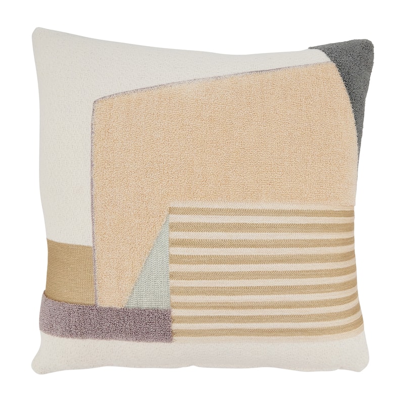 Refined Geometric Zen Throw Pillow - 18"x18" - Feather Down - Multi