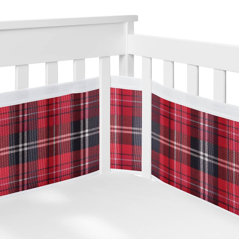 Sweet Jojo Designs + BreathableBaby Breathable Mesh Crib Liner Red Plaid Boy -Tartan for Rustic Patch Collection