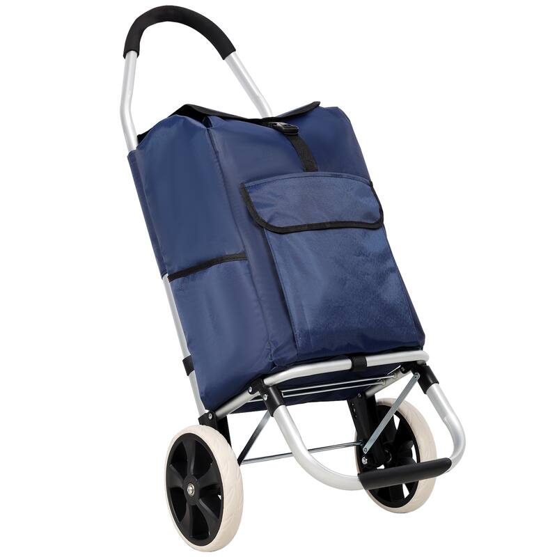 Shopping Trolley with Wheels, Trolley Black Foldable Shopping Cart, Removable Shopping Oxford Waterproof Bag