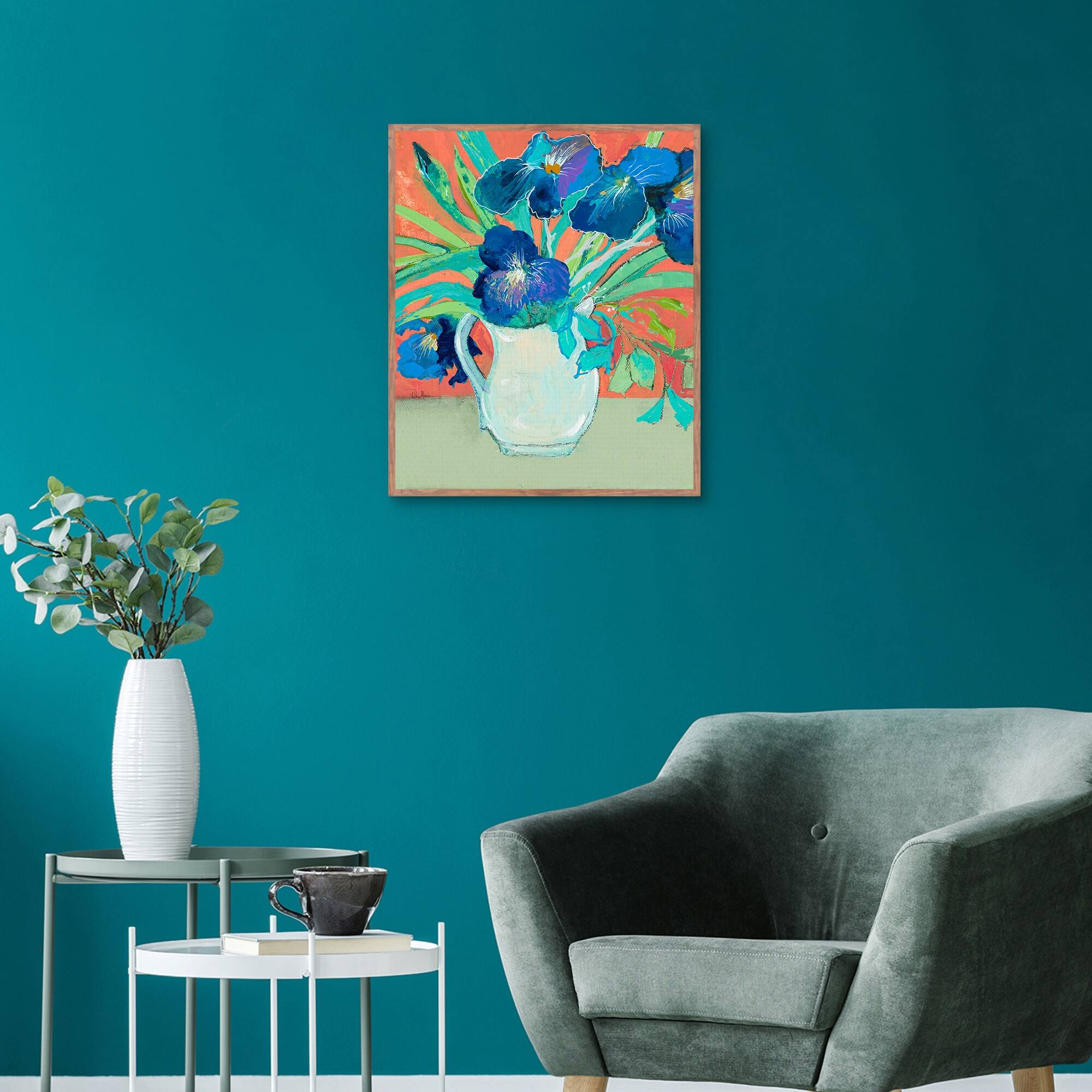 Blue Springtime Vase by Robin Maria Framed Canvas Art Print Bed Bath & Beyond 35445005