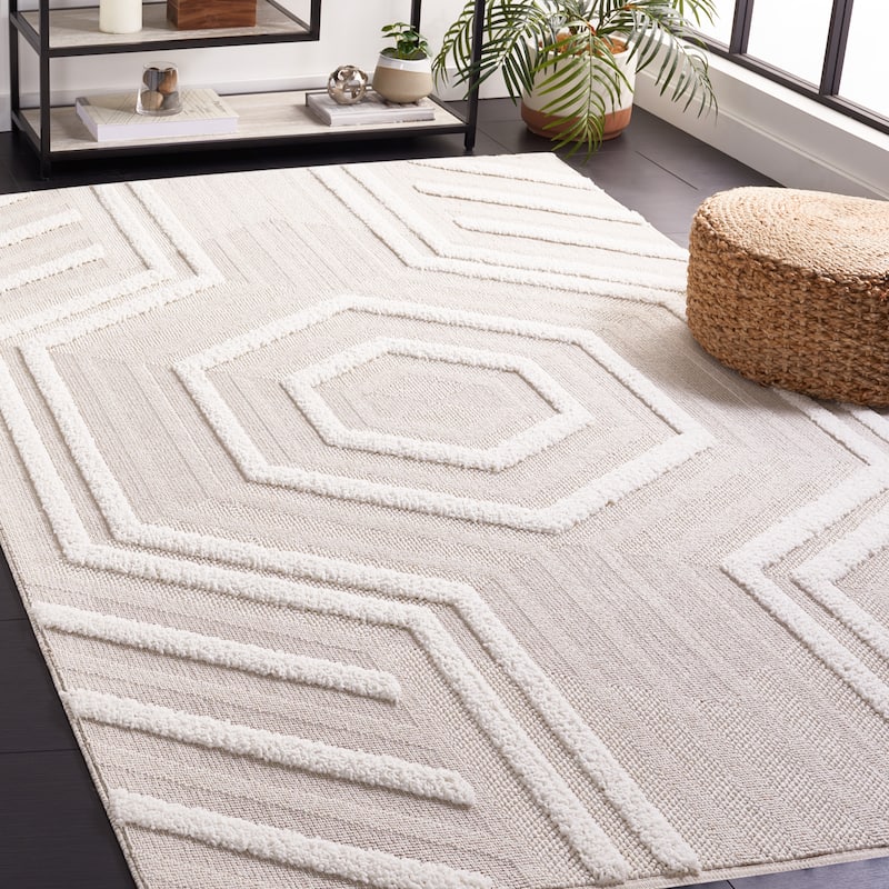 SAFAVIEH Trends Delilah Mid-Century Modern Rug - 6'7" x 9' - Beige/Ivory