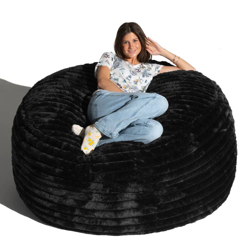 Jaxx Saxx 5 Foot Large Bean Bag Chair w/ Removable Cover for Adults, Mondo Fur
