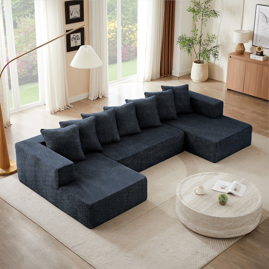 Chenille U-Shaped Sectional Sofa Set