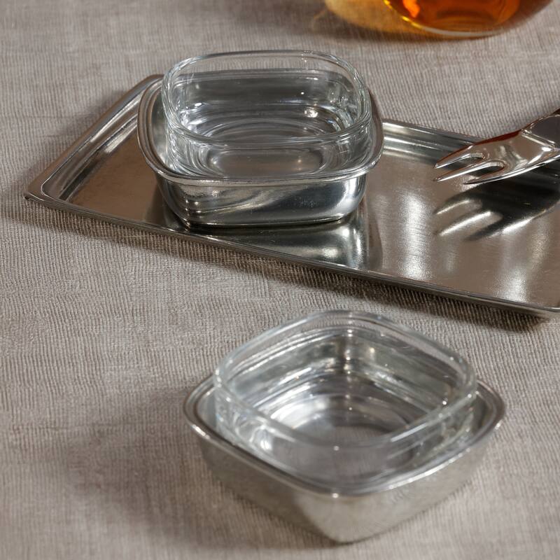 St. Moritz Pewter & Glass Condiment Set