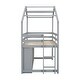 preview thumbnail 13 of 26, Twin Size Wooden House Loft Bed With Roof Frame, Under Bed Shelving Storage Unit, Guardrails, Ladder