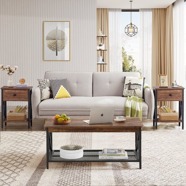 Javlergo 3 pieces Coffee Table Set for Living Room Rectangular Coffee Table and 2 End Tables On Sale Bed Bath Beyond 36142735
