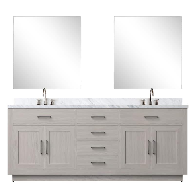 Abbey Bath Vanity with Carrara Marble Top, Sink, Mirror and Faucet