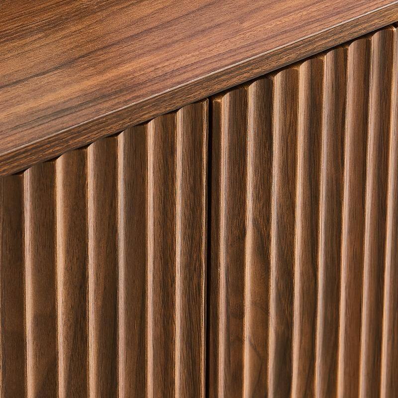 Fluted 31.5" Sideboard with Curved Design 2-Door Storage Cabinet for Stylish Organization