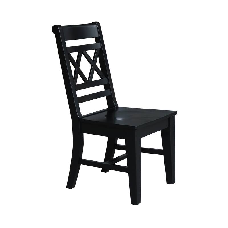 Solid Wood Double X-Back Dining Chairs, Set of 2