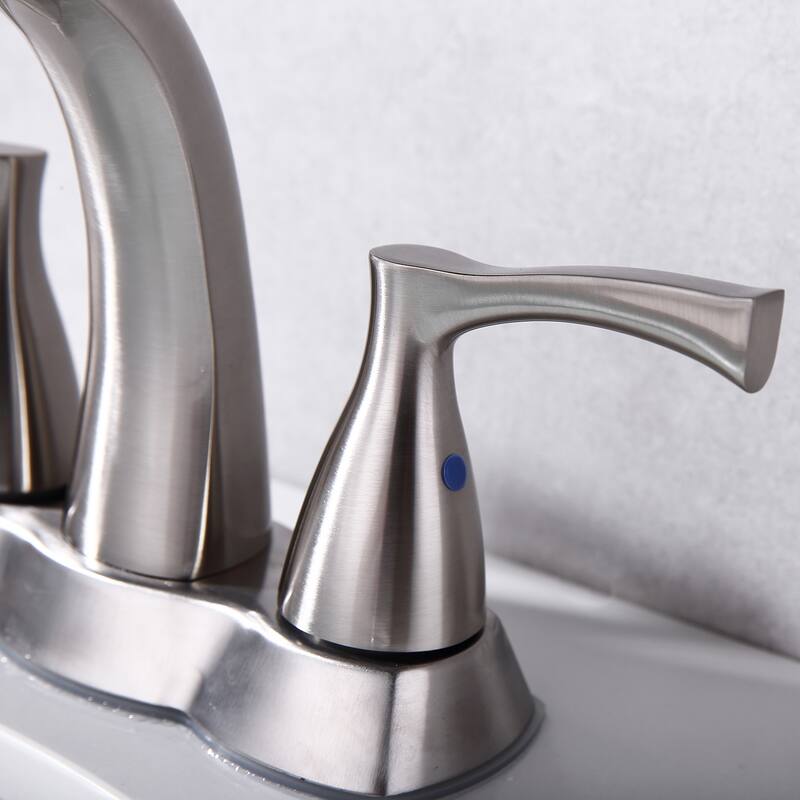 Proox Lead-Free Modern Double Handle Centerset Bathroom Faucet w/ Pop Up Drain Assembly