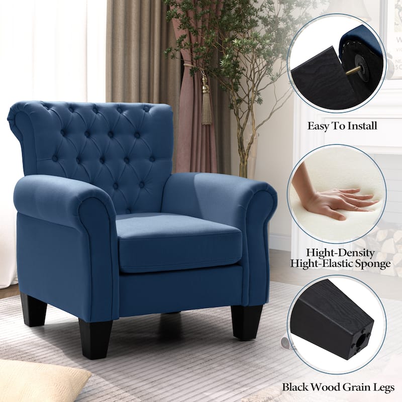 Accent Club Chair Comfortable Single Sofa Chair Indoor Seating with Arms & Padded Seat