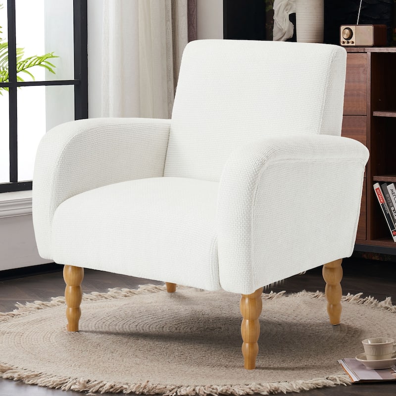 Fabric Armchair Accent Chair with Arms & Wood Legs