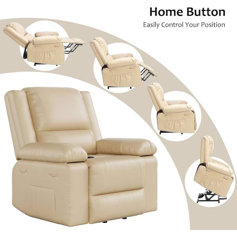 Power Lift Recliner Sofa Chair, Lounge Sofa with Built-in Massage for Living Room, Bedroom