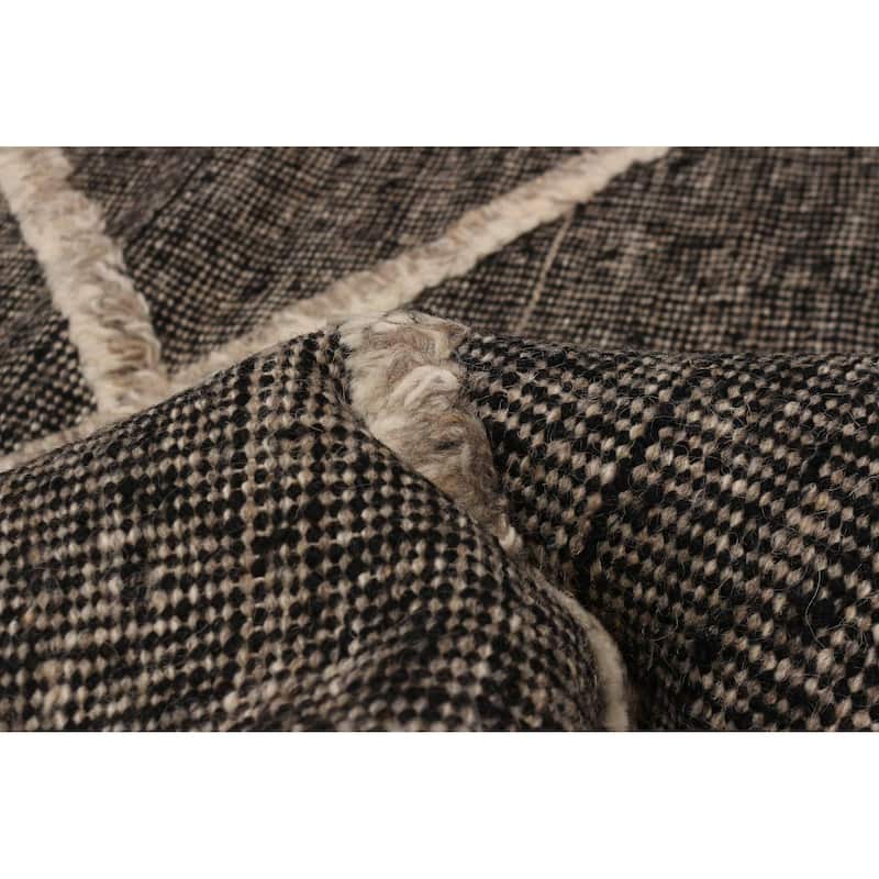 ECARPETGALLERY Hand-knotted Tangier Black, Taupe Wool Rug - 9'3 x 12'1