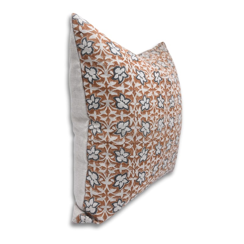 Fabdivine Linen Outdoor Sofa Block print pillow Cover