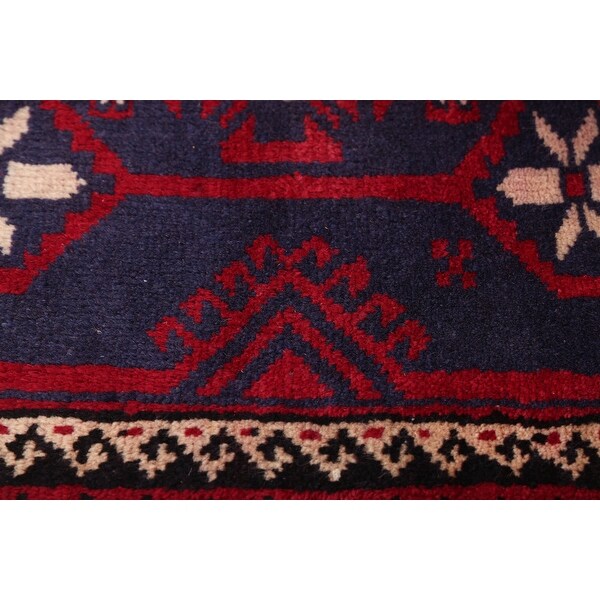 ECARPETGALLERY Hand-knotted Baluch Red Wool Rug - 3'8 x 7'6 - Bed