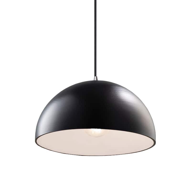 Justice Design Group Dome 1-Light Pendant - Terra Cotta/Brushed Nickel/Black Cord