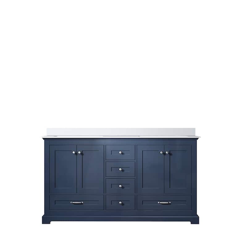 Dukes 60 in. W x 22 in. D Navy Blue Double Bath Vanity and White Quartz Top - Blue - Brushed Nickel Finish - Double Vanities
