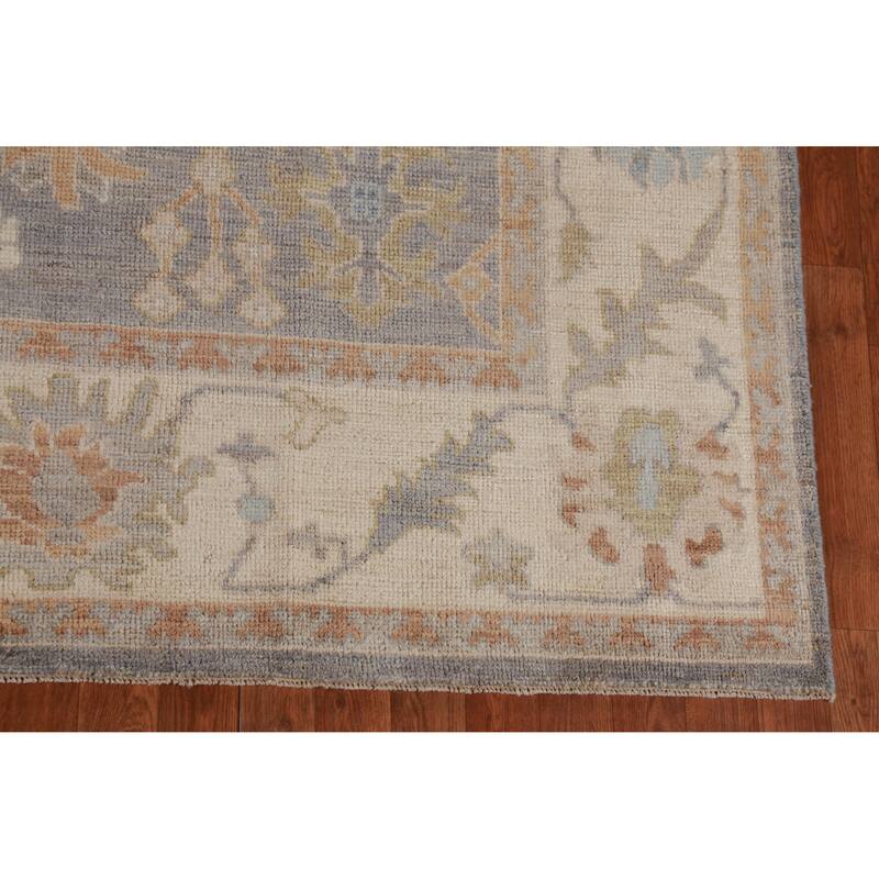 Hand Knotted Oriental 100% Wool Carpet Transitional All-Over Greys & Charcoal Oushak Area Rug - 9' 11'' X 8' 2''