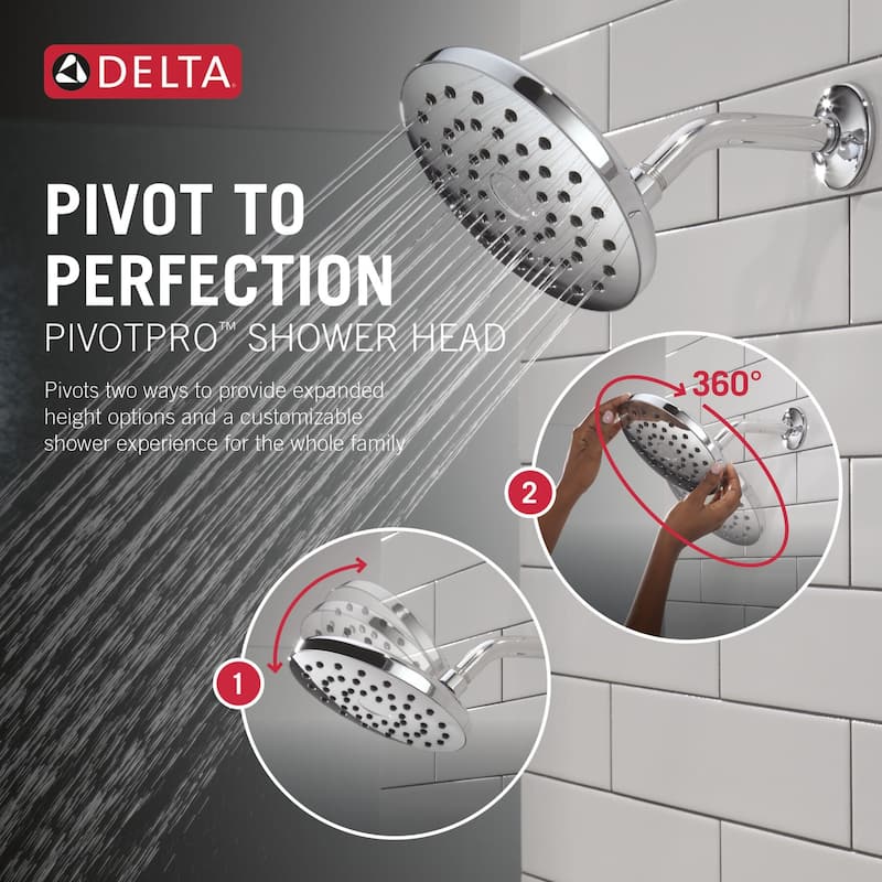 Delta 75104 PivotPro 1.75 GPM Single Function Raincan Shower Head with - Champagne Bronze