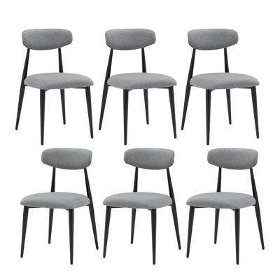 Gray Modern 18.1" Dining Chairs with Metal Legs (Set of 6)