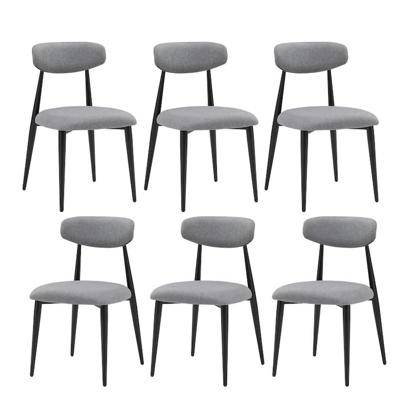 Upholstered Dining Chairs with Metal Legs Set of 6 - Black