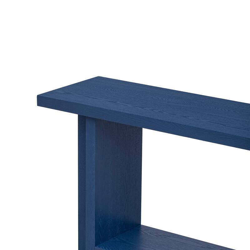 60" Console Table with T-Leg Base & Ash Veneer, Modern Style