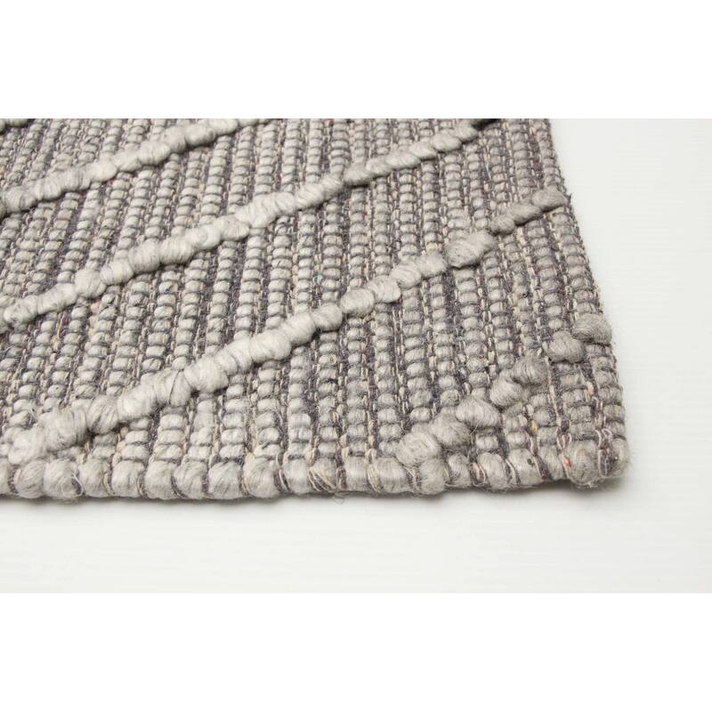 ECARPETGALLERY Braid weave Sienna Grey Wool Rug - 6'1 x 9'0