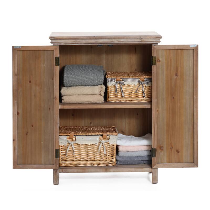 Farmhouse 37.4" Tall 2-Door Wood Storage Cabinet - 37.4" H x 27.68" W x 13.23" D